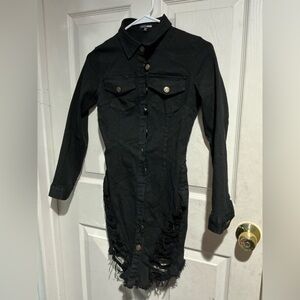 Fashion Nova Denim Mini Dress - Black